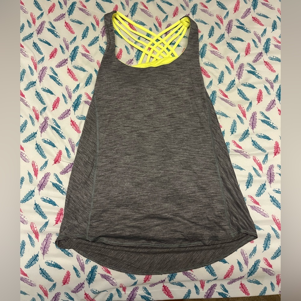 Lululemon Gray and Yellow Strappy Tank Top